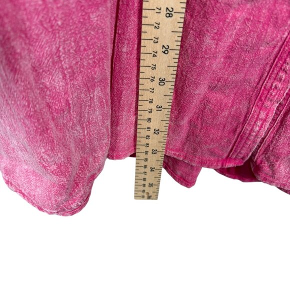 Umgee Washed Babydoll Dress 1X Pink Short Sleeve Button Front Cotton Boho - Picture 10 of 13